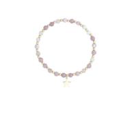Stone Bead Bracelet 4 MM W/Gold Beads Grape