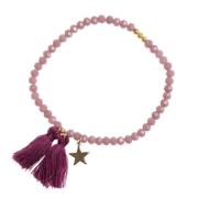 Crystal Bead Bracelet 4 MM W/Tassel Dusty Grape Matte