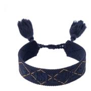 Woven Friendship Bracelet C`est La Vie Navy Blue W/Gold