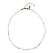 Stone Bead Necklace 3 MM White Marble 40 CM