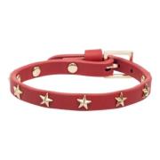 Leather Star Stud Bracelet Mini RED