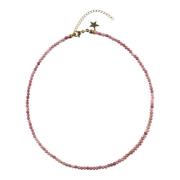 Stone Bead Necklace 3 MM Dusty Rose 40 CM