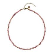 Stone Bead Necklace 4 MM Dusty Rose 40 CM