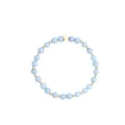 Stone Bead Bracelet 6 MM W/Gold Beads 501 Blue