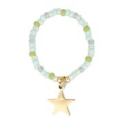 Glass Bead Ring 2 MM Ocean Green W/Star Charm