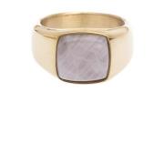 Signet Ring Mini Gold W/Rose Quartz