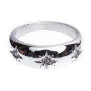 Chunky Star Ring W/Crystals Silver