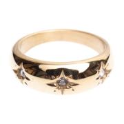 Chunky Star Ring W/Crystals Gold