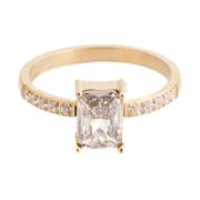 Single Baguette Ring Large W/Crystals Crystal