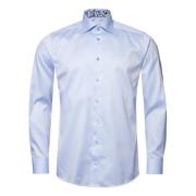 Blå Signature Twill Skjorte - Blomster Kontrast Detaljer