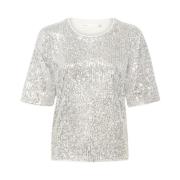 Sølv Polyester T-skjorte Bluse
