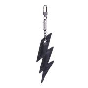 Leather Lightning Charm Black Nappa W/Gunmetal