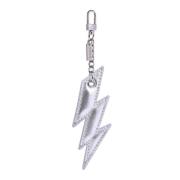 Leather Lightning Charm Silver