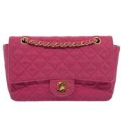 Pre-owned Rosa lerret Chanel skulderveske