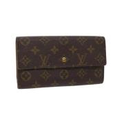 Pre-owned Brunt lerret Louis Vuitton lommebok