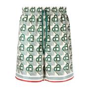 Grønne Silke Shorts med Hjerte Monogram