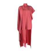 Blush Pink Asymmetrisk Kaftan med Frynsekant