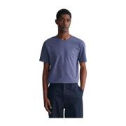 Klassisk Mørkeblå Melange Regular Fit Shield T-Skjorte