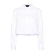 Hvit Stretch-Bomullsskjorte med Rett Krage