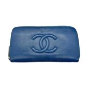 Pre-owned Navy Leather Chanel lommebok