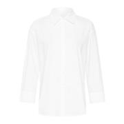 Enkel Hvit Skjorte med Lange Ermer