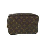 Pre-owned Brunt lerret Louis Vuitton toalettmappe