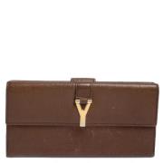 Pre-owned Brunt skinn Yves Saint Laurent lommebok