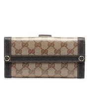 Pre-owned Brunt stoff Gucci lommebok