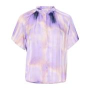 Feminin Top Bluse med Abstrakt Print
