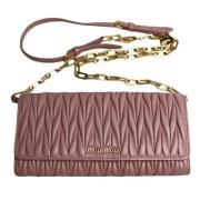 Pre-owned Rosa skinn Miu Miu Crossbody veske