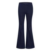 Flatterende høy bootcut jeans i mørkeblått