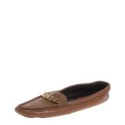 Pre-owned Brunt skinn Carolina Herrera Flats