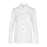Hvit Bri Solid Skjorte med Sølvknapper