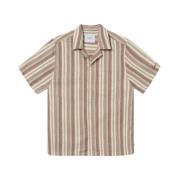 Burnt Red/Ivory Les Deux Lawson Stripe Ss Shirt Skjorte