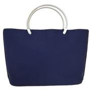Pre-owned Navy Fabric Chanel Tote