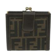 Pre-owned Brunt lerret Fendi lommebok