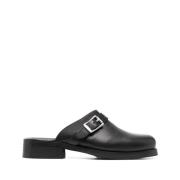 Camion Mules Black Leather