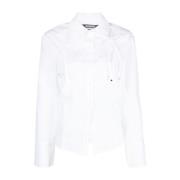 Hvit Bomullsskjorte med Asymmetrisk Krage
