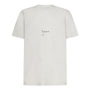 Off-White Crewneck T-skjorte med Kunstnerisk Logo