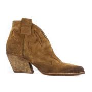 Vintage Brune Semskede Texan Ankelstøvler