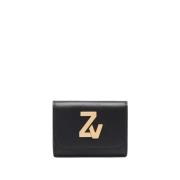Svart skinn lommebok med ZV-logo