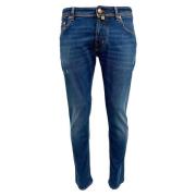 Nick Slim Karamell Label Mid Blue Brukte Jeans