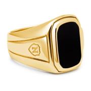 Men's Oblong Gold Plated Signet Ring with Onyx