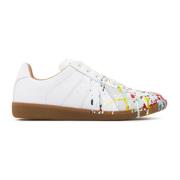 Hvite og Multifargede Paint Splatter Sneakers