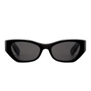 Moderne svarte sommerfuglsolbriller med grå linser