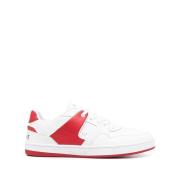 Hvite Skinn Sneakers med Røde Detaljer
