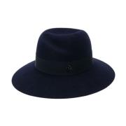 Blå ull Fedora Hatt med Grosgrain Bånd