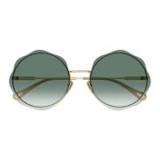 Runde solbriller i metall med tykke linser