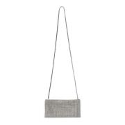 Sølv Krystall Mesh Clutch med Krystall Skulderstropp