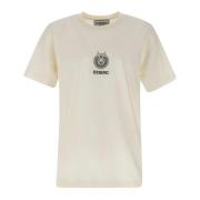 Herre Hvit Bomull T-Skjorte med Svart Logo